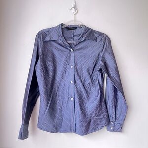 Vintage 00s Y2K Express Blue Pink Pinstripe Silk Blouse 5/6